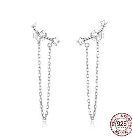 White Gold Plated Star Tassel Earrings null