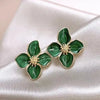 Korean Style Green Flower Fashion Elegant Earrings null