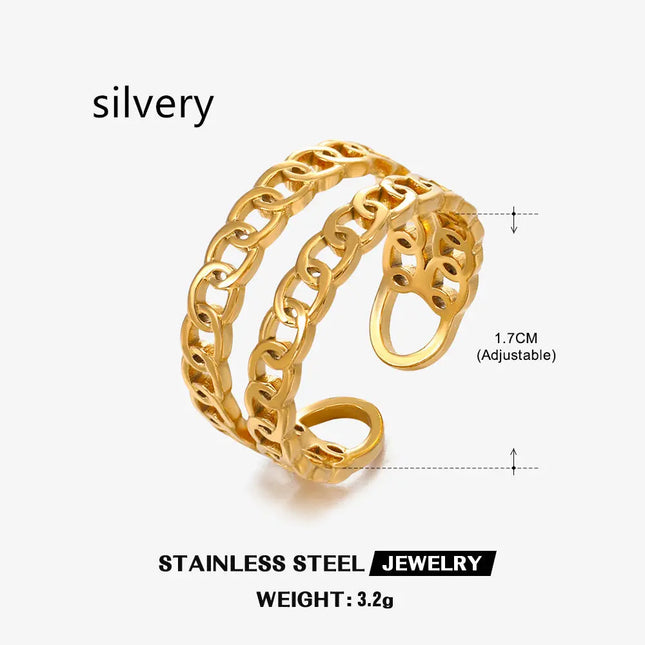 Gold Chain Adjustable Ring in Stainless Steel null