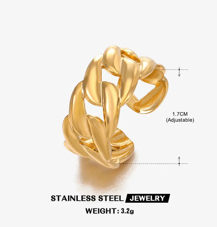 Gold Chain Adjustable Ring in Stainless Steel null