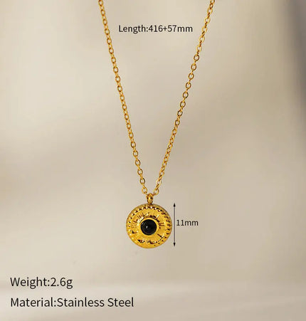 Vintage Sunflower Natural Stone Necklace | 304 Stainless Steel Waterproof Pendant Wholesale null