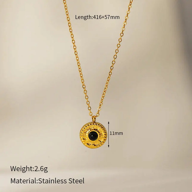 Vintage Sunflower Natural Stone Necklace | 304 Stainless Steel Waterproof Pendant Wholesale null