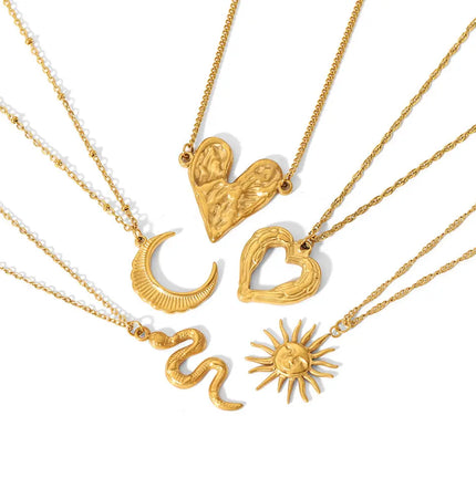 Titanium Steel Heart Necklace 18K Gold Plated null