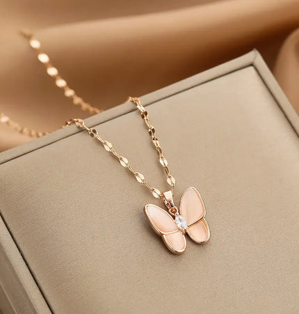 Gold Luxurious Diamond-studded Titanium Steel Necklace Women's Fashion Jewelry Europe Wholesale