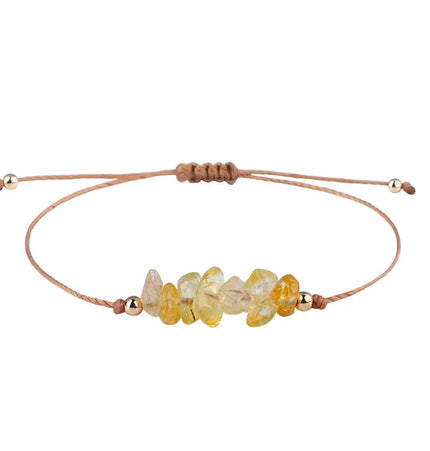 Irregular Raw Stone Woven Wax Line Bracelet null