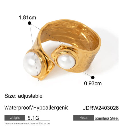 Pearl Statement Ring – Gold Plated Stainless Steel null