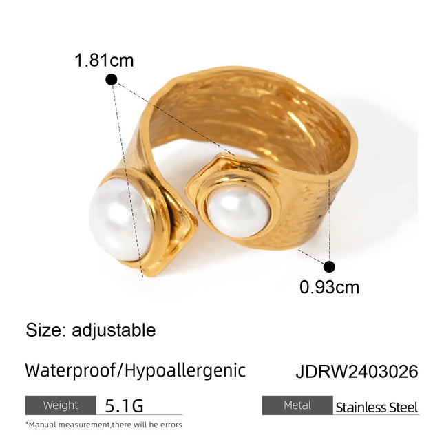 Pearl Statement Ring – Gold Plated Stainless Steel null