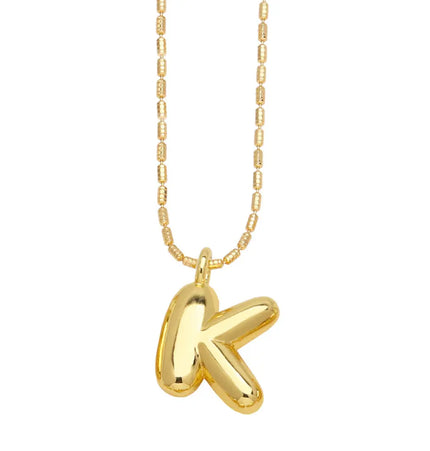 Gold Initial Letter Necklace – 26 Alphabet Pendant null