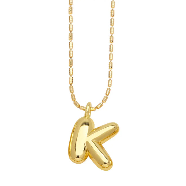 Gold Initial Letter Necklace – 26 Alphabet Pendant null