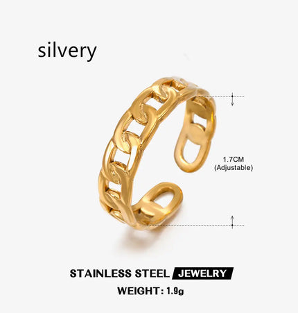 Gold Chain Adjustable Ring in Stainless Steel null