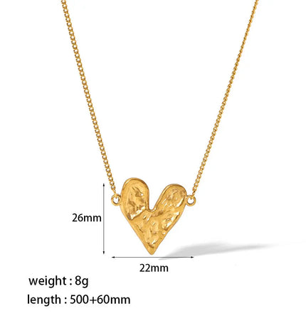 Titanium Steel Heart Necklace 18K Gold Plated null