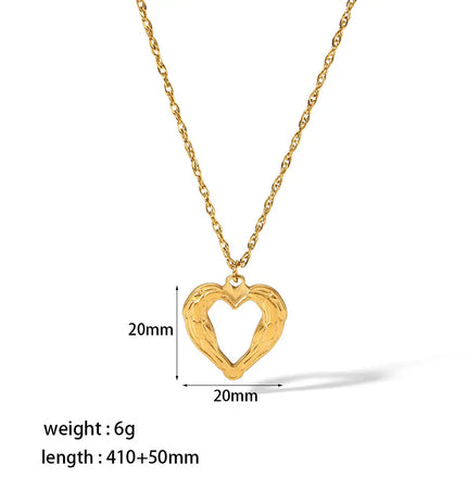Titanium Steel Heart Necklace 18K Gold Plated null