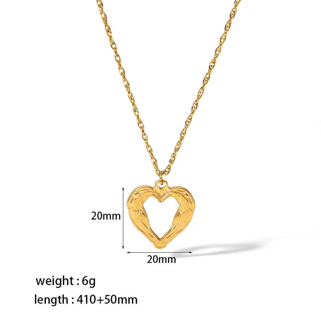 Titanium Steel Heart Necklace 18K Gold Plated null