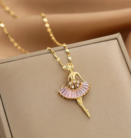 Gold Luxurious Diamond-studded Titanium Steel Necklace Women's Fashion Jewelry Europe Wholesale