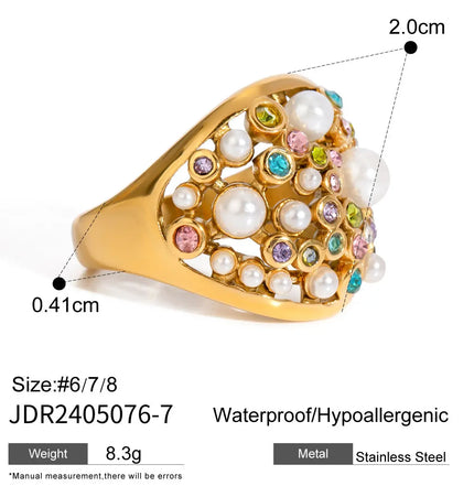 Pearl Statement Ring – Gold Plated Stainless Steel null