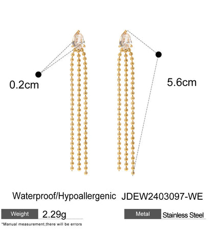 18K Gold Plated Stainless Steel Tassel Stud Earrings | Wholesale Jewelry null