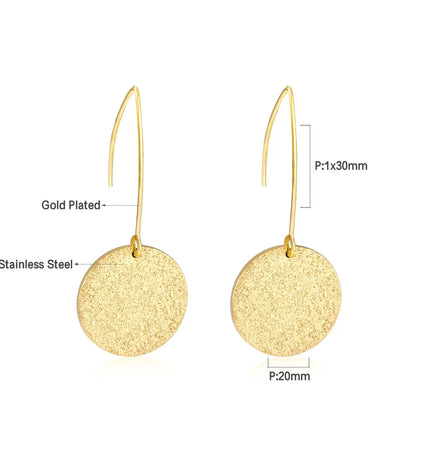 Elegant Minimalist Round Earrings Stainless steel Gold null