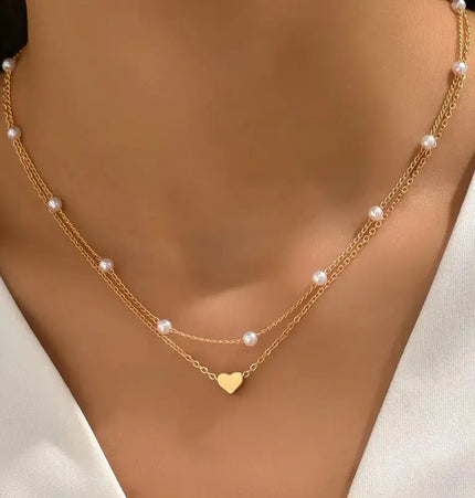 Layered Clavicle Necklace in Gold Finish null