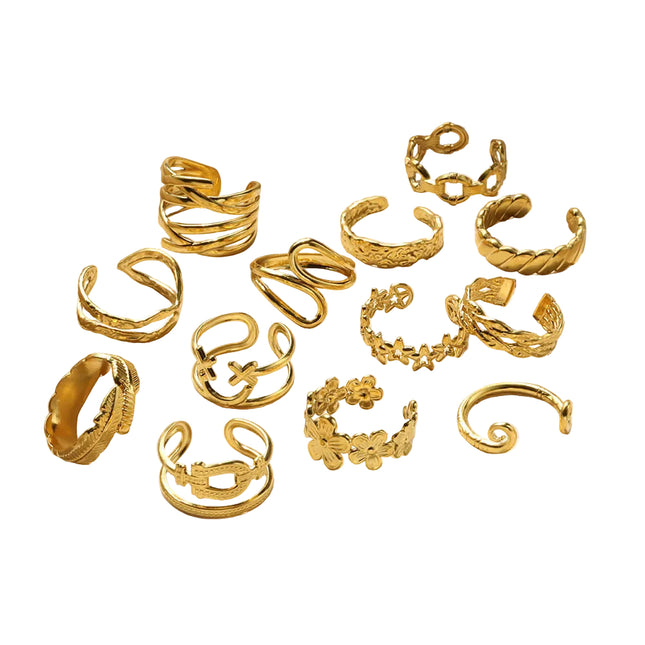 Stainless Steel Geometric Hollow Adjustable Ring