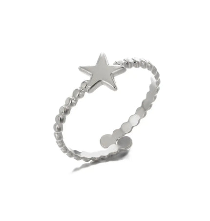 Stainless Steel Geometric Hollow Adjustable Ring null