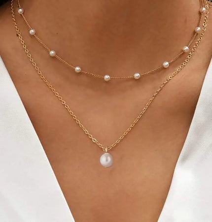 Layered Clavicle Necklace in Gold Finish null