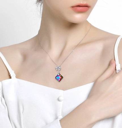 Volcanic Crystal Bow Pendant – 925 Sterling Silver Jewelry Charm null