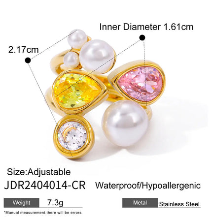 Pearl Statement Ring – Gold Plated Stainless Steel null