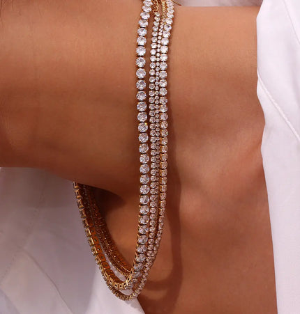 Stainless Steel Zircon Necklace & Bracelet Set – Waterproof Wholesale Jewelry null