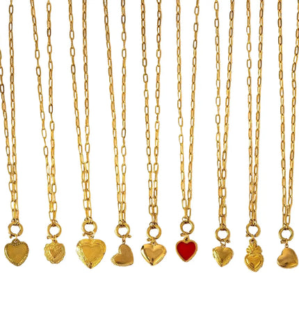 Heart Pendant Necklace – 18K Gold Plated Titanium Steel null