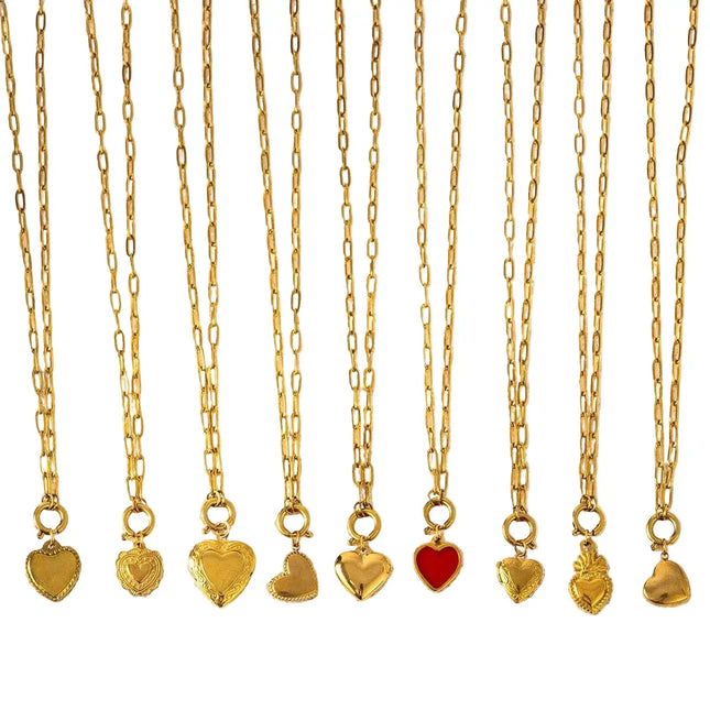 Heart Pendant Necklace – 18K Gold Plated Titanium Steel null