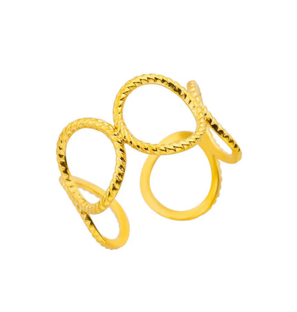 Stainless Steel Pearl Open Ring | Waterproof Hollow Geometry Ring Wholesale null