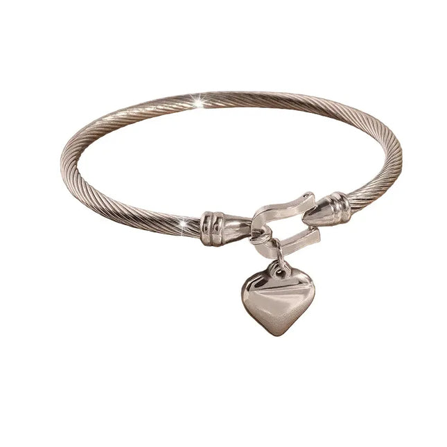 Stainless Steel Heart Buckle Bracelet | Minimalist Horseshoe Bracelet Wholesale null