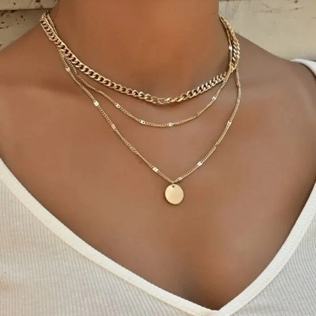 Layered Clavicle Necklace in Gold Finish null