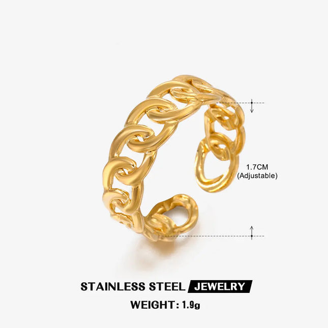 Gold Chain Adjustable Ring in Stainless Steel null