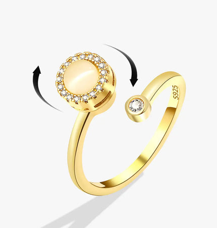 Opal Spinning Ring for Women – Geometric Open Metal Ring null