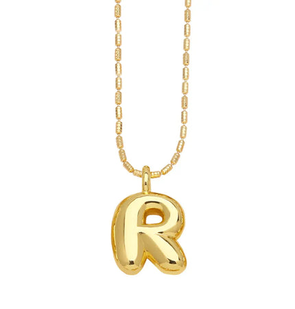 Gold Initial Letter Necklace – 26 Alphabet Pendant null