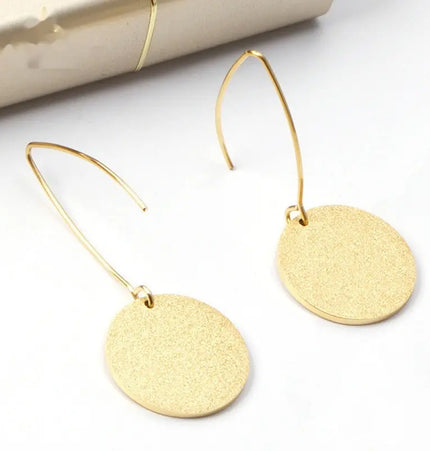 Elegant Minimalist Round Earrings Stainless steel Gold null
