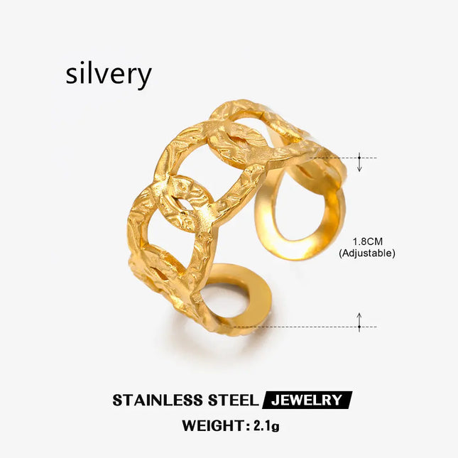 Gold Chain Adjustable Ring in Stainless Steel null