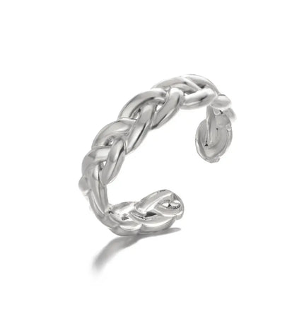 Stainless Steel Geometric Hollow Adjustable Ring null