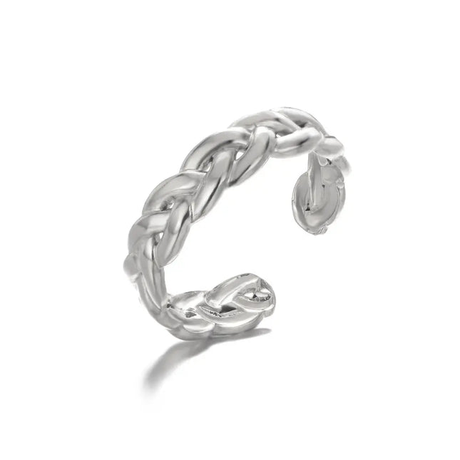 Stainless Steel Geometric Hollow Adjustable Ring null