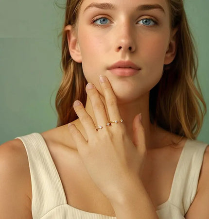 925 Sterling Silver Adjustable Moissanite Open Ring null