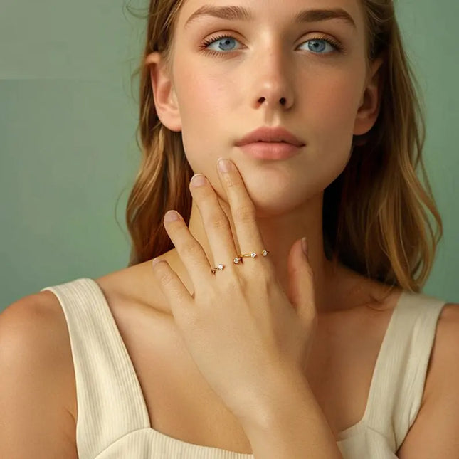 925 Sterling Silver Adjustable Moissanite Open Ring null