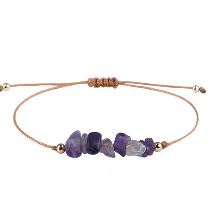 Irregular Raw Stone Woven Wax Line Bracelet null