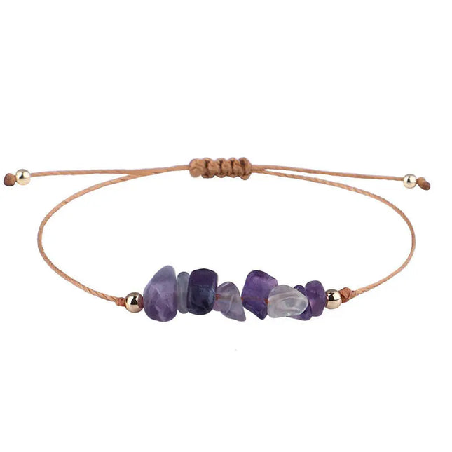 Irregular Raw Stone Woven Wax Line Bracelet null