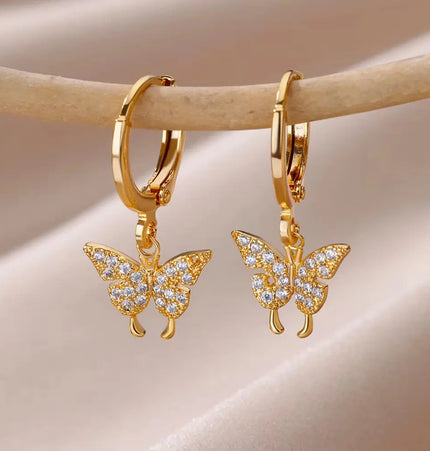 Stainless Steel Butterfly Ear Clip Earrings | Waterproof Gold Clip Earrings Wholesale null
