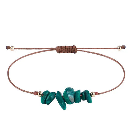Irregular Raw Stone Woven Wax Line Bracelet null