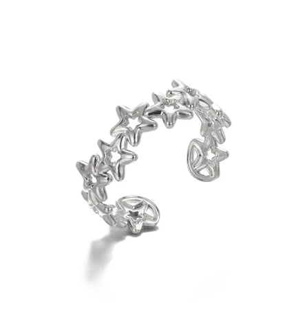 Stainless Steel Geometric Hollow Adjustable Ring null