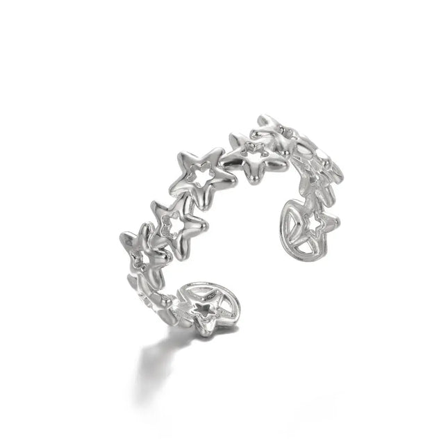 Stainless Steel Geometric Hollow Adjustable Ring null