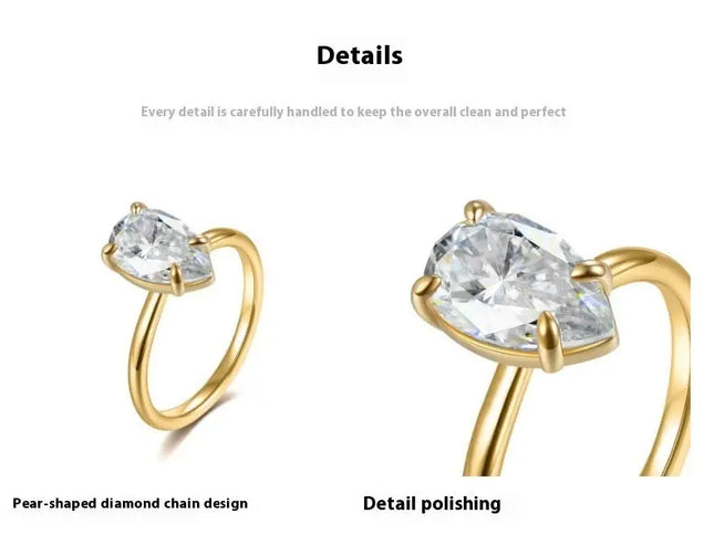 Pear Cut Moissanite Ring in 925 Sterling Silver null