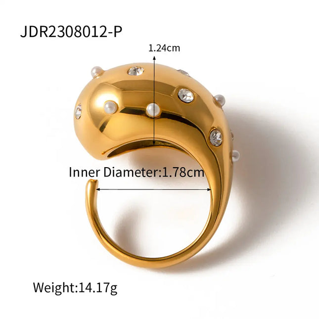 Pearl Statement Ring – Gold Plated Stainless Steel null